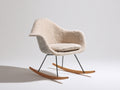 Schaukelstuhl aus Stoff und Holz 75x85x90 cm Beige - moderner Relaxsessel mit Schaukelfunktion für Wohnzimmer