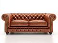 Gerades Sofa Kunstleder 240 x 90 x 75 cm - Braun - Chesterfield Stil mit Knopfheftung und breiter Sitzfläche