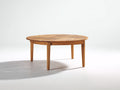 Gartentisch Holz 140x140x75 cm - Naturholz - Runder Gartentisch mit Lamellenplatte und 4 Beinen