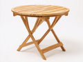 Gartentisch Holz 90x90x75 cm - Naturholz - Runder klappbarer Gartentisch mit Lamellenplatte und Kreuzgestell