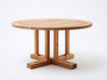 Gartentisch Holz 120x120x75 cm - Naturholz - Runder Gartentisch mit Lamellenplatte und Kreuzfußgestell
