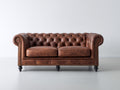 Gerades Sofa 2-Sitzer mit Bezug in Lederoptik 185 x 92 x 78 cm - Braun - Chesterfield Stil mit Knopfheftung