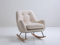Schaukelstühle aus Bouclé Stoff und Metall 88x92x98 cm - Cremeweiß - modernes Design mit Holz Kufen
