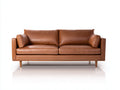 Gerades Sofa aus Leder und Holz 220x92x82 cm - Braun - modernes Dreisitzer Design für Wohnzimmer