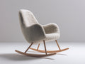 Schaukelstuhl aus Stoff und Holz 75x85x95 cm Beige - moderner Relaxsessel mit Schaukelfunktion für Wohnzimmer