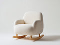 Schaukelstühle Polsterstuhl mit Bouclé Bezug 90 x 88 x 92 cm - Cremeweiß - modernes Design mit Holz Kufen