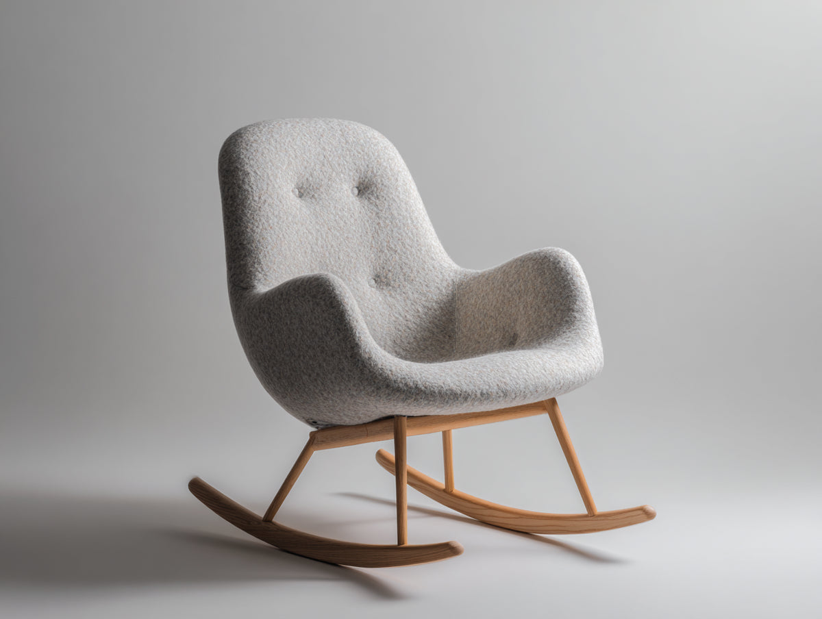 Schaukelstühle Stoff 75 x 85 x 95 cm - Hellgrau - Modernes Design mit Holzgestell und ergonomischer Rückenlehne