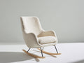 Schaukelstühle Bouclé Stoff 78 x 82 x 95 cm - Cremeweiß - Modernes Design mit Holzschaukelfüßen und ergonomischer Rückenlehne