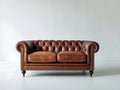 Gerades Sofa aus Leder 180x88x78 cm - Braun - klassisches Chesterfield Zweisitzer Design