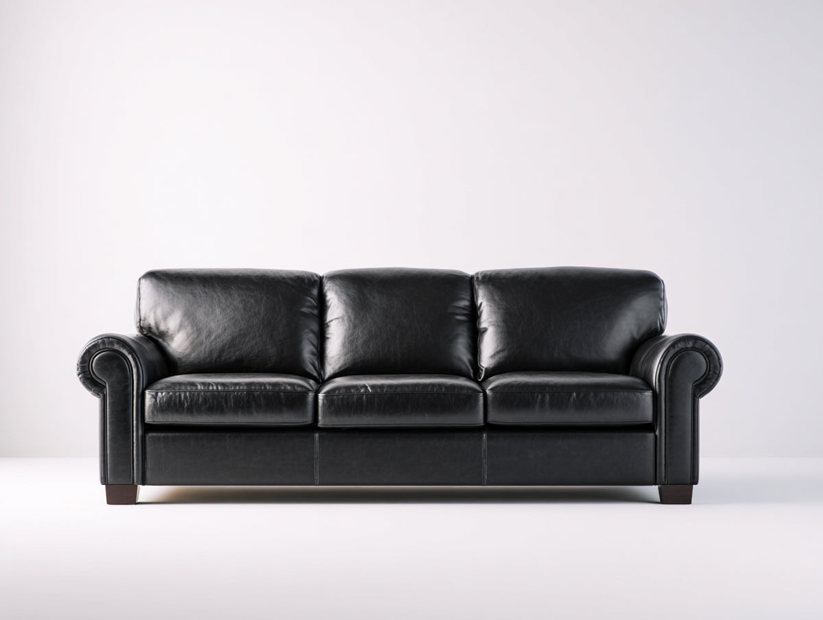 Gerades Sofa Kunstleder 220 x 85 x 75 cm - Schwarz - Modernes Design mit komfortabler Sitzfläche