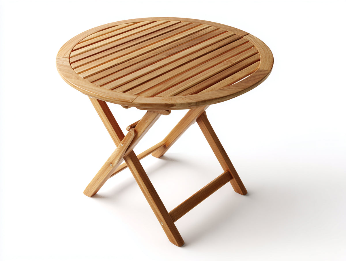 Gartentisch aus Holz 120 x 120 x 75 cm - Naturholz - runder Klapptisch für Garten Terrasse und Außenbereich