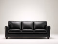 Gerades Sofa aus Kunstleder 220x85x85 cm Schwarz - modernes 3-Sitzer Sofa für Wohnzimmer