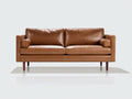 Gerades Sofa 2-Sitzer mit Bezug in Lederoptik 190 x 90 x 82 cm - Cognacbraun - modernes Design mit schlanken Holzfüßen