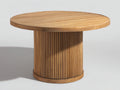 Gartentisch Holz 120 x 120 x 75 cm - Naturholzfarbe - Rundes Design für Garten Terrasse und Außenbereich