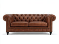 Gerades Sofa Kunstleder 230 x 90 x 75 cm - Braun - Chesterfield Stil mit Knopfheftung und klassischem Design